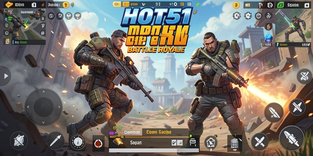 Tangkapan layar HOT51 menunjukkan aksi seru dalam pertarungan Battle Royale.