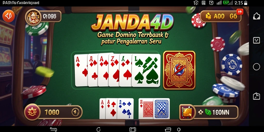 Tampilan gameplay seru JANDA4D dengan kartu Domino.