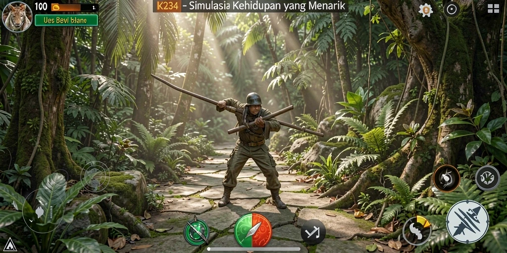 Screenshot utama K234 menampilkan gameplay simulasi yang seru.
