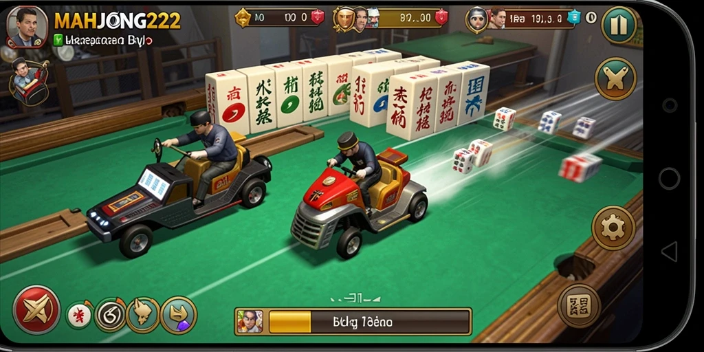 Tampilan aksi balap seru dalam MAHJONG222.