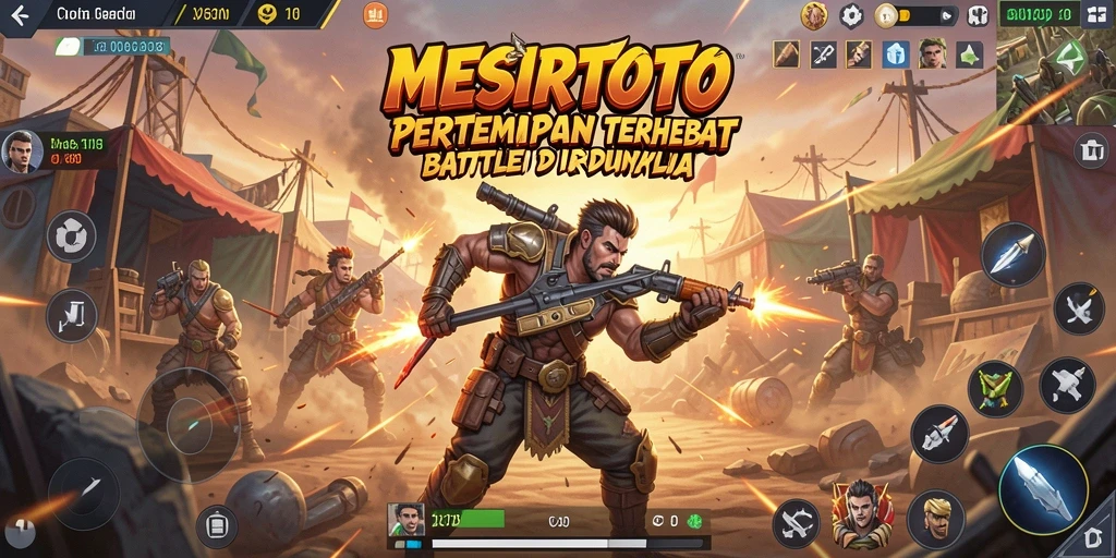 Tampilan gameplay seru di MESIRTOTO dengan aksi Battle Royale.