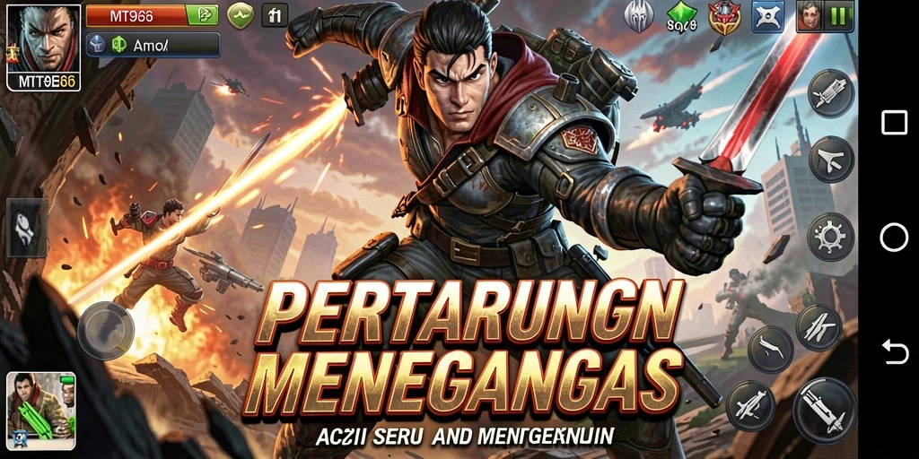 Tangkapan layar gameplay MT966 yang menampilkan aksi bertarung seru.