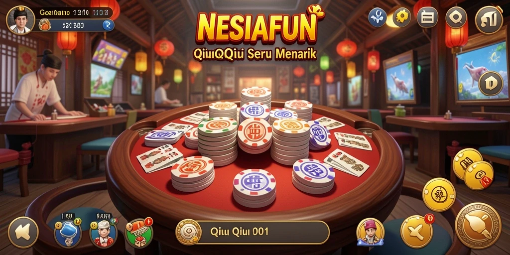 Gameplay seru QiuQiu dalam NESIAFUN yang mendebarkan.