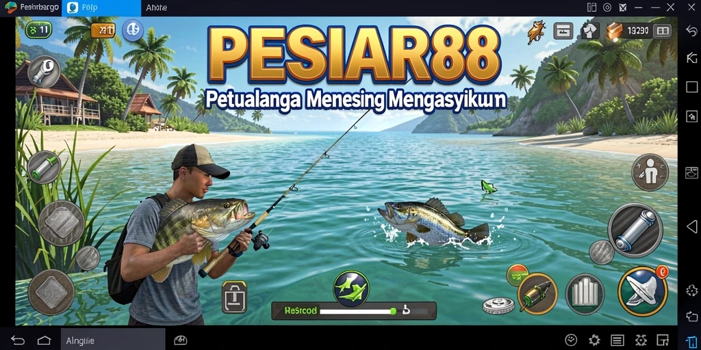 Gameplay PESIAR88 menampilkan aksi memancing yang seru dan mendebarkan.