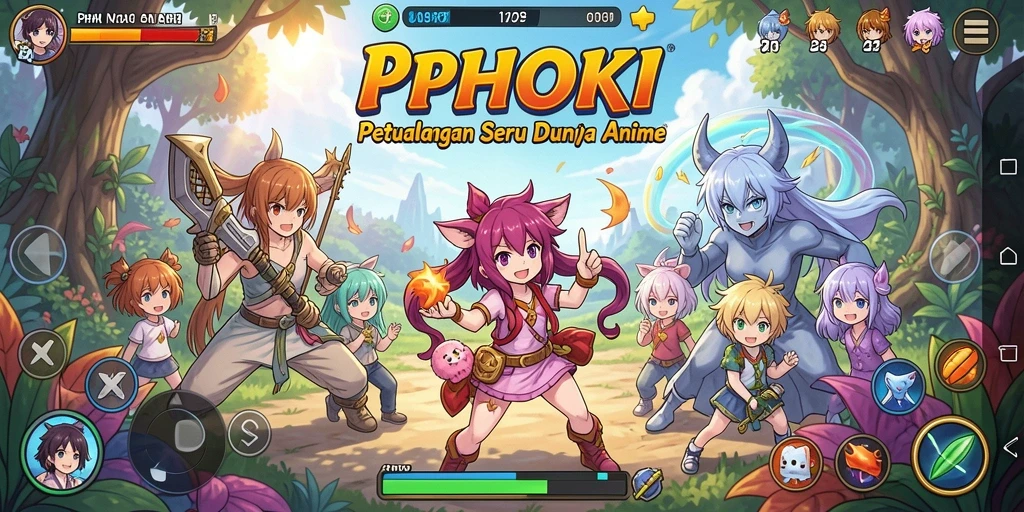 Tampilan gameplay PPHOKI yang penuh warna dan dinamis.