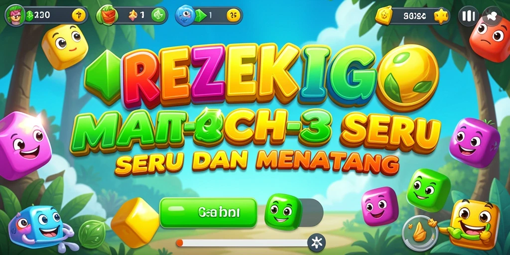 Screenshot utama REZEKIGO menampilkan momen gameplay Match-3 yang mendebarkan.