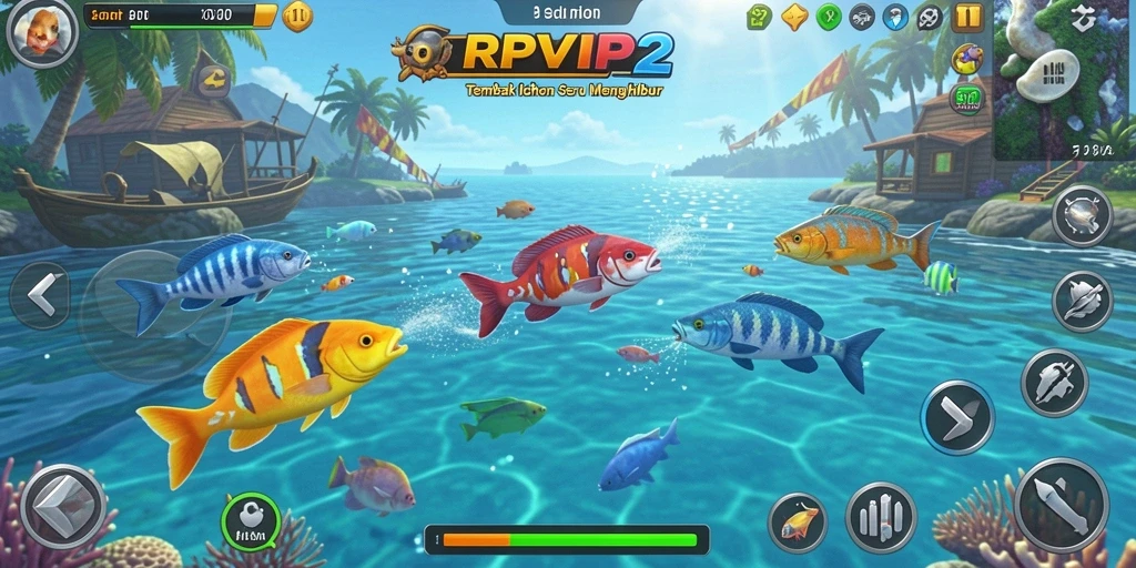 Tangkapan layar gameplay RPVIP2 yang penuh aksi Tembak Ikan.