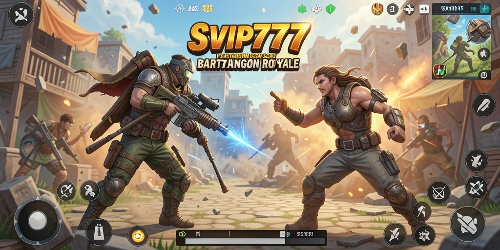 Tampilan mendebarkan dari gameplay Battle Royale di SVIP777.