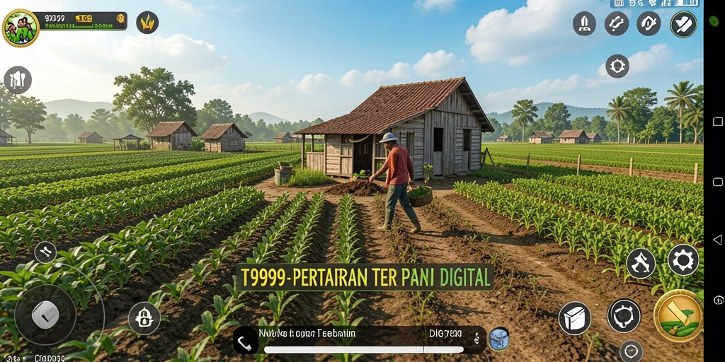 Screenshot gameplay T9999 menampilkan aktivitas bertani yang seru.