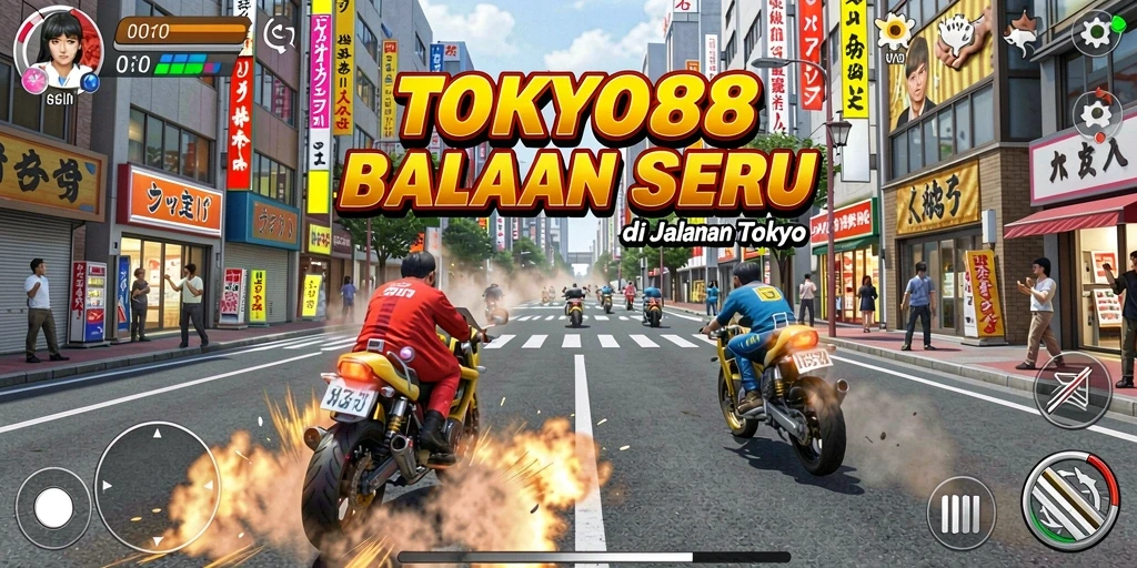 Tampilan gameplay balapan seru di jalanan Tokyo yang memukau.