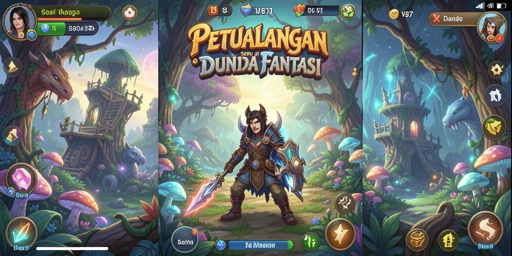 Tampilan gameplay V87 dengan petualangan mendebarkan di dunia fantastis.